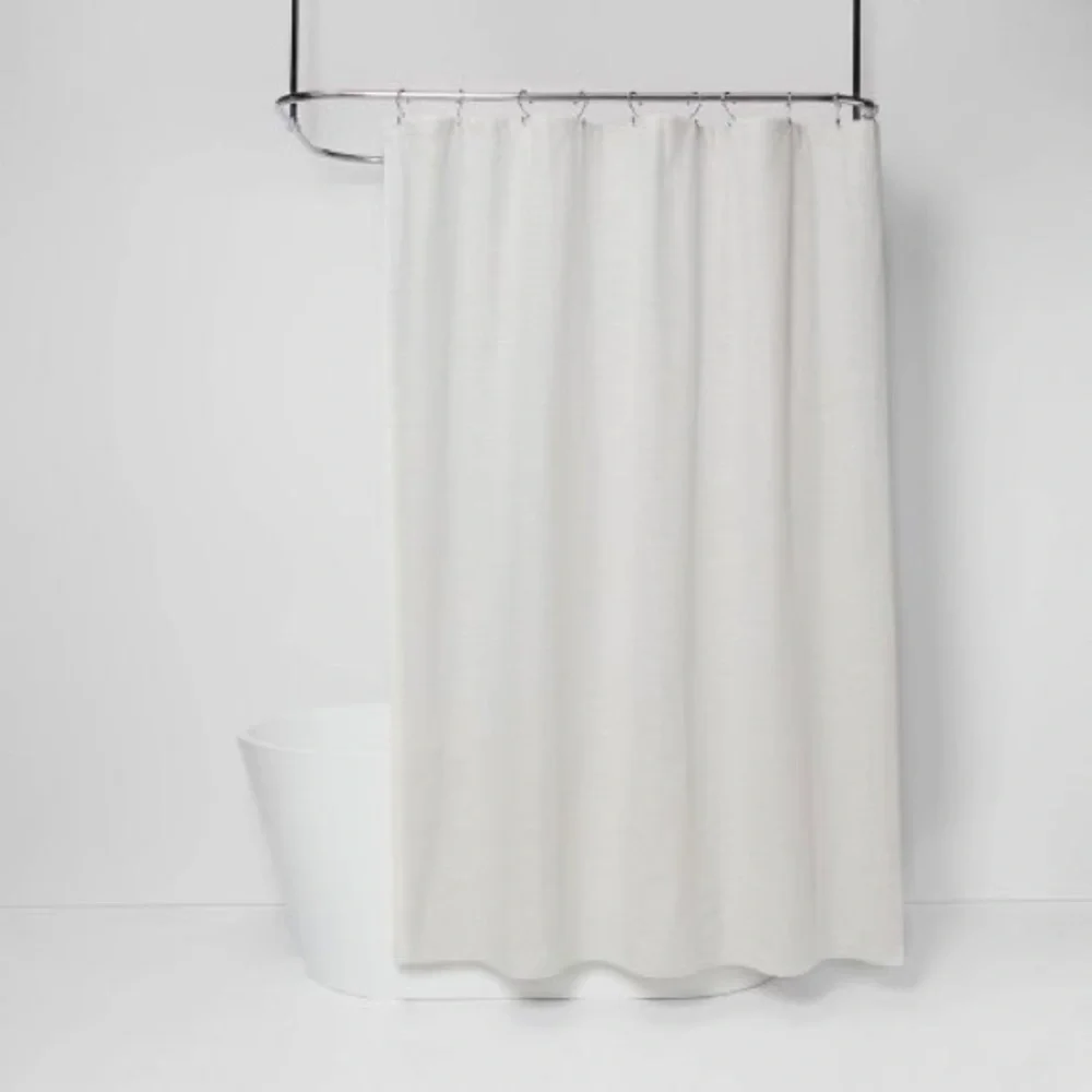 Threshold Subtle Striped Textured Shower Curtain Off-White/Cream